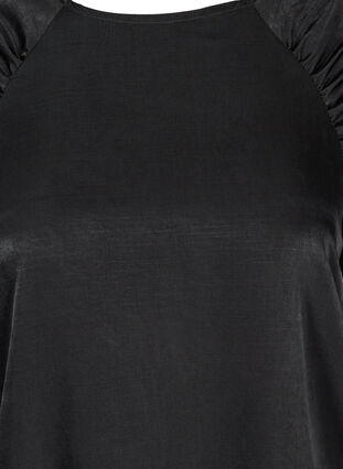 Blouse à manches longues avec détail froissé, Black, Packshot image number 2