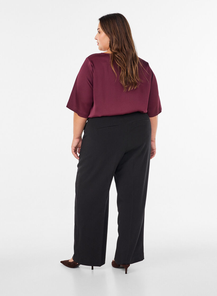 Blouse en satin &agrave; manches au coude, Bordeaux, Model image number 2