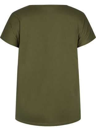 Katoenen t-shirt met print details, Ivy Green Mel Leaf, Packshot image number 1