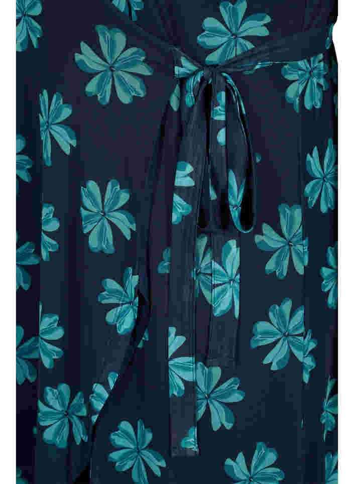 Mesh jurk met print en overslag, Night Sky w Green , Packshot image number 3
