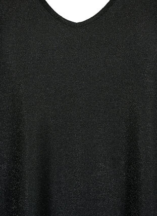 Glitter blouse met 3/4 mouwen, Black Black, Packshot image number 2