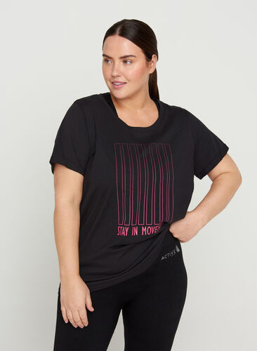 Katoenen sport t-shirt met print, Black Fading Square, Model image number 0