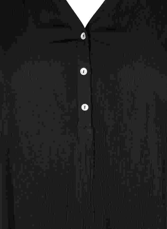 Tunique en viscose avec col en V et boutons, Black, Packshot image number 2