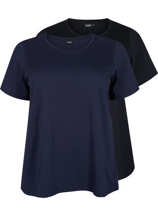 FLASH - 2-pack t-shirts à col rond, Navy Blazer/Black, Packshot image number 0