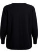 Gebreide blouse met ronde hals en gebreid patroon, Zwart, Packshot image number 1