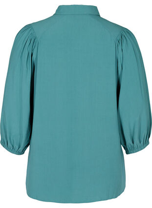 Viscose blouse met 3/4 pofmouwen, Sea Pine, Packshot image number 1
