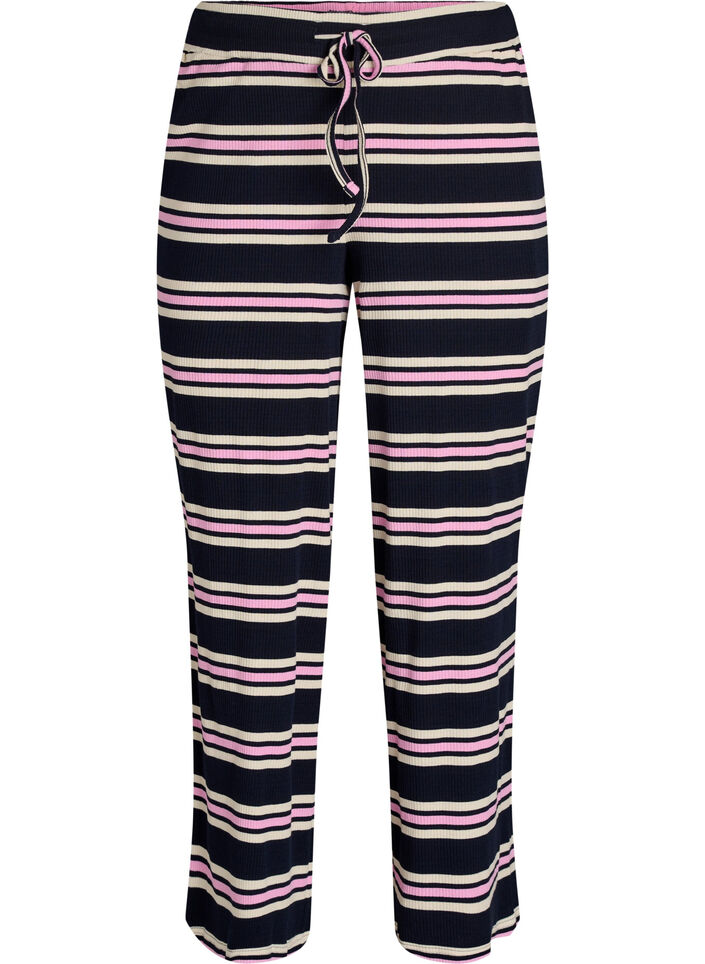 Bas de pyjama &agrave; rayures et coupe ample, Bleu, Packshot image number 0