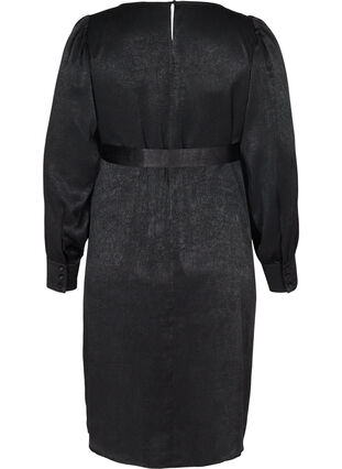 Robe texturée à manches bouffantes, Black, Packshot image number 1