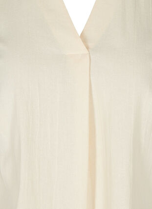 Katoenen top met korte mouwen, v-hals en kraag, Mother Of Pearl, Packshot image number 2