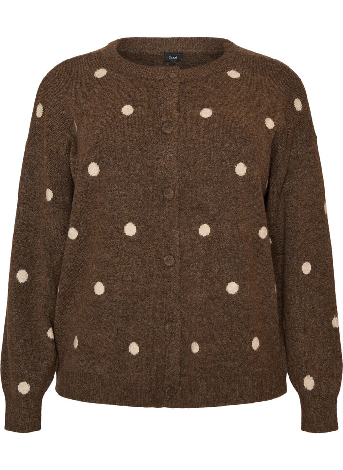 Cardigan &agrave; pois, Marron, Packshot image number 0