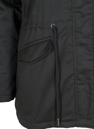 Short parka jacket with faux-fur hood, Black, Packshot image number 3