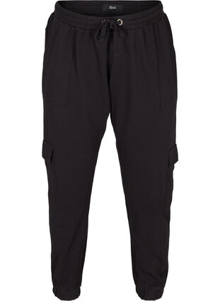 Pantalon délavé en mélange de coton, Black Washed , Packshot image number 0