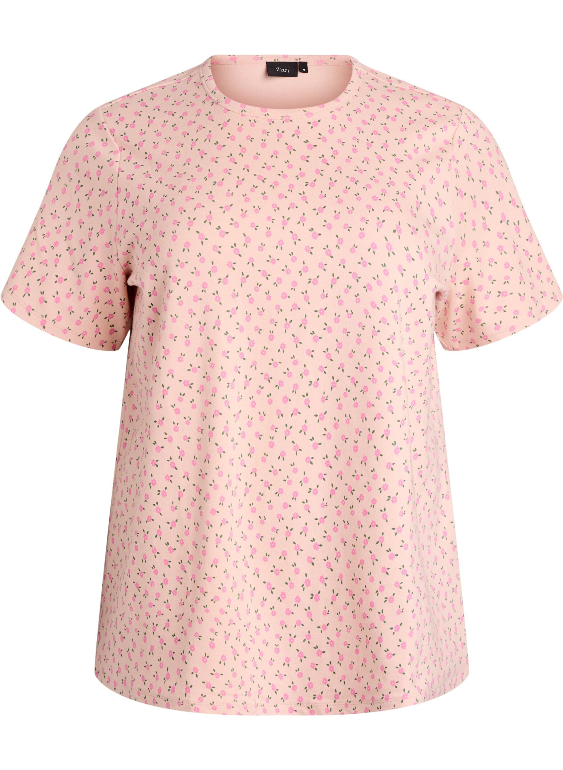 Zizzi T-shirt en coton avec imprim&eacute; int&eacute;gral, Rose, Packshot image number 0