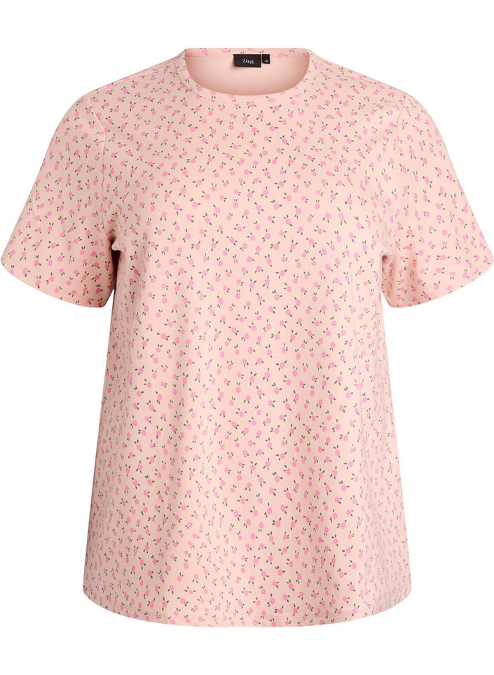 T-shirt en coton avec imprim&eacute; int&eacute;gral, Rose, Packshot image number 0