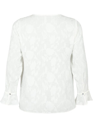 Chemise à manches longues avec look jacquard, Bright White, Packshot image number 1