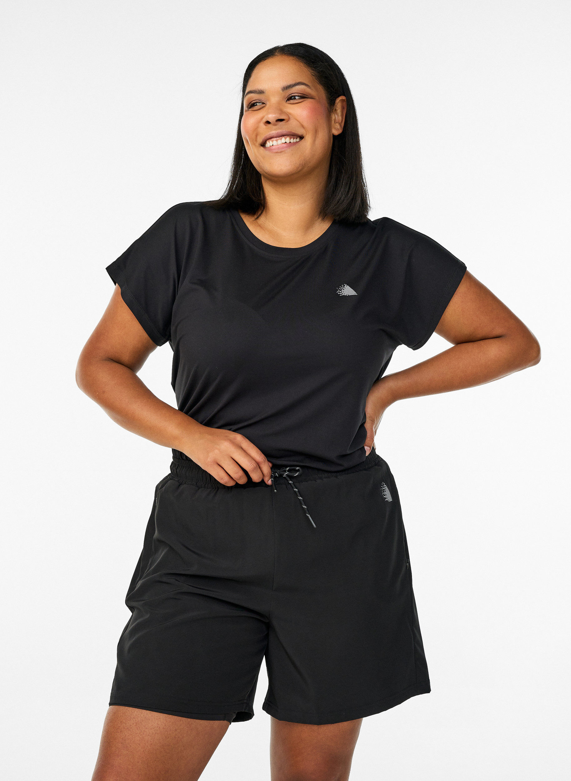 ZizziTrainingshort met binnenbroek en telefoonzakje, Zwart, Model image number 0