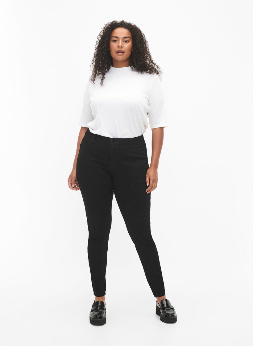 Jeggings en coton m&eacute;lang&eacute;, Black, Model image number 0