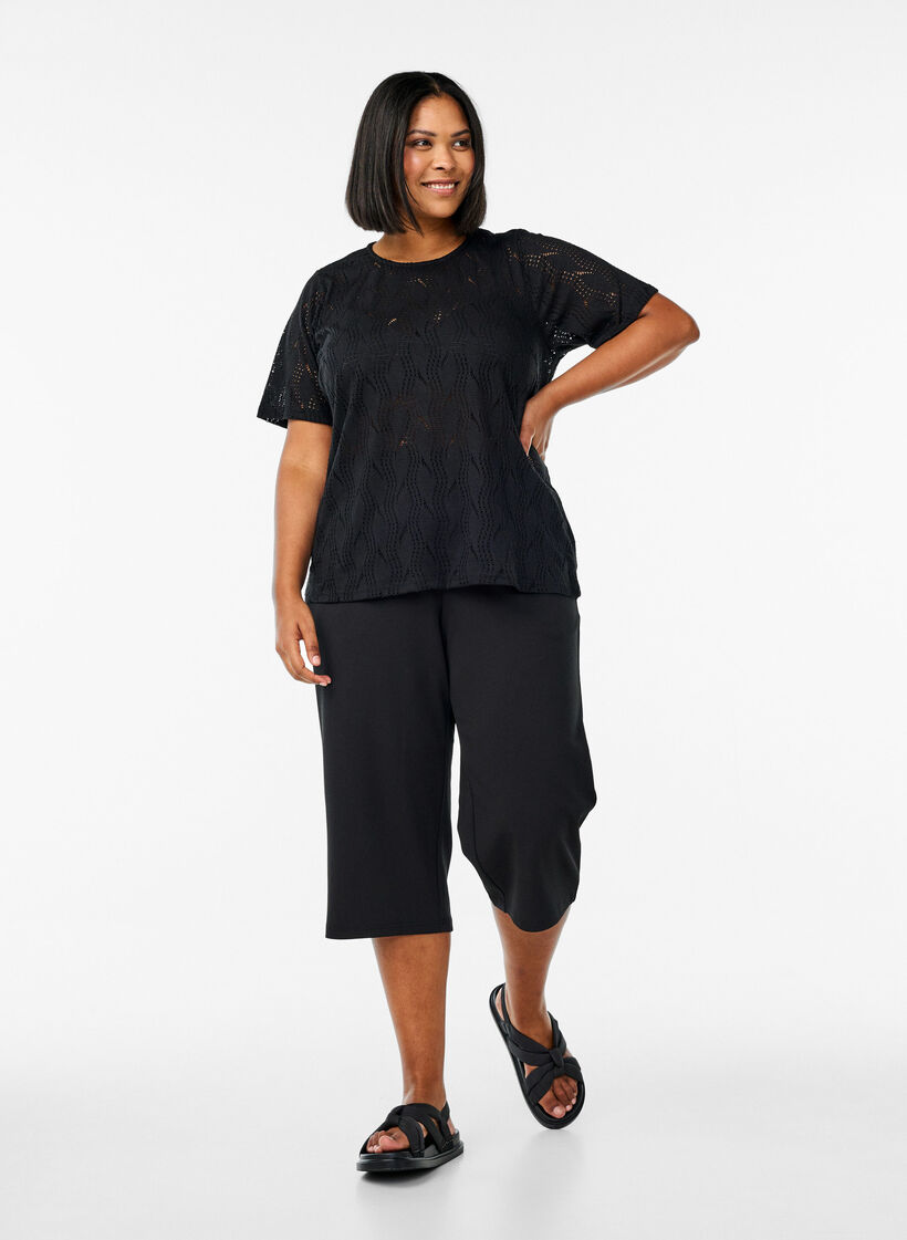 Culotte taille haute &agrave; coupe ample, Noir, Model image number 1