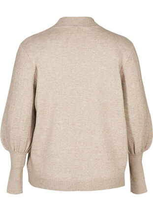 Gebreide blouse met ballonmouwen, Pumice Stone Mel, Packshot image number 1