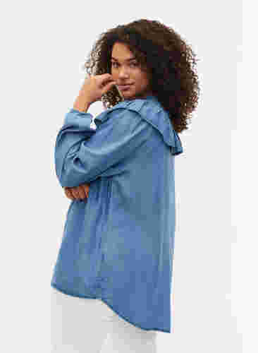 Overhemd met lange mouwen en ruches van lyocell (TENCEL™), Blue denim, Model image number 2