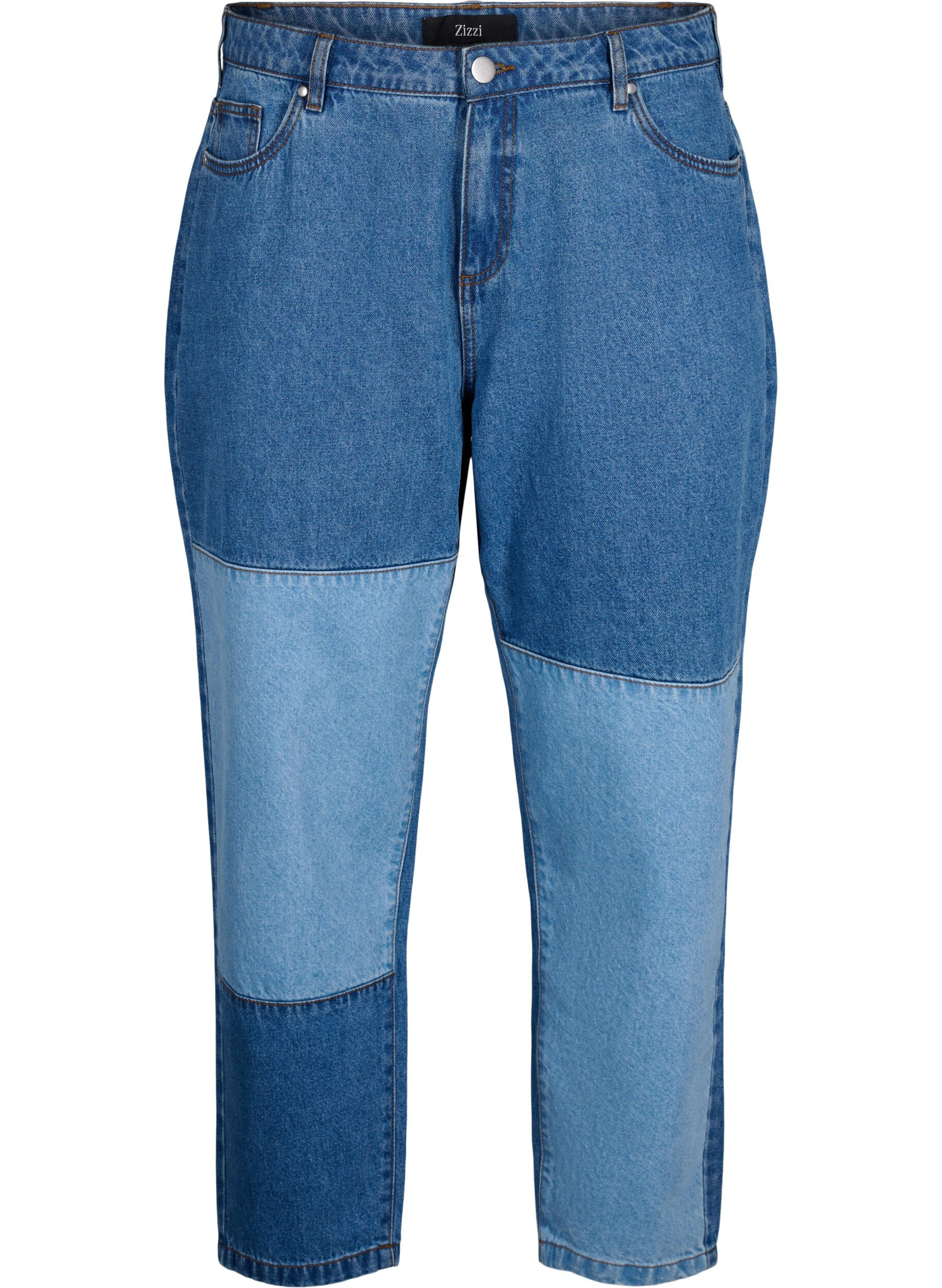 ZizziMille mom fit-jeans met colorblock en hoge taille, Light Blue Denim, Packshot image number 0