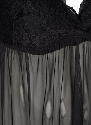 Robe de nuit avec haut en dentelle, Black, Packshot image number 2