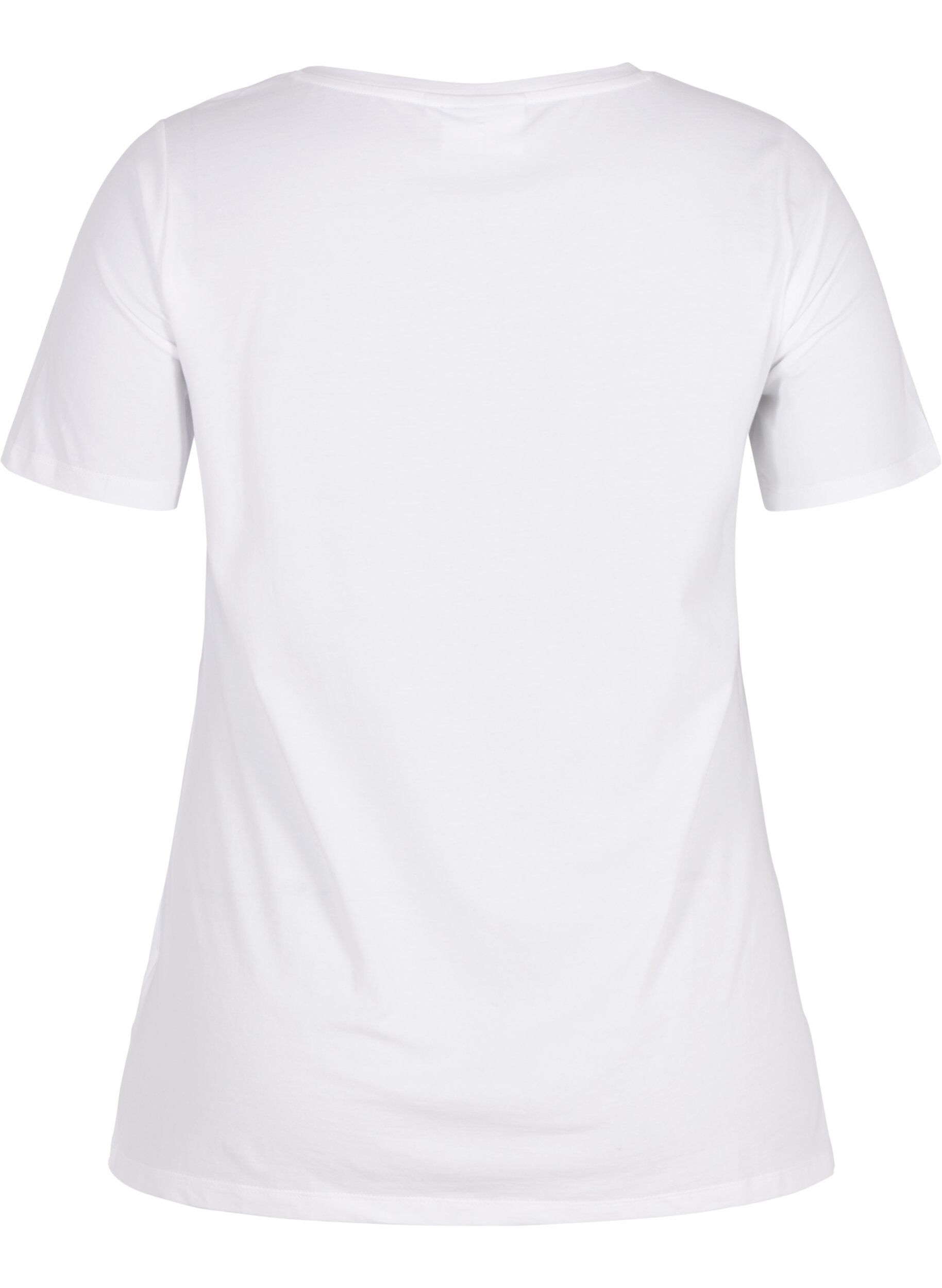Zizzi T-shirt basic uni en coton, Blanc, Packshot image number 1