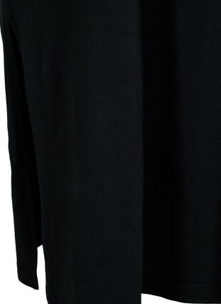 Katoenen jurk met korte mouwen en split, Black, Packshot image number 3