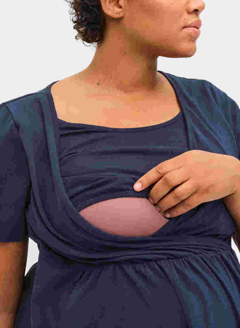 Tunique de maternité à manches courtes en coton, Navy Blazer, Model image number 2