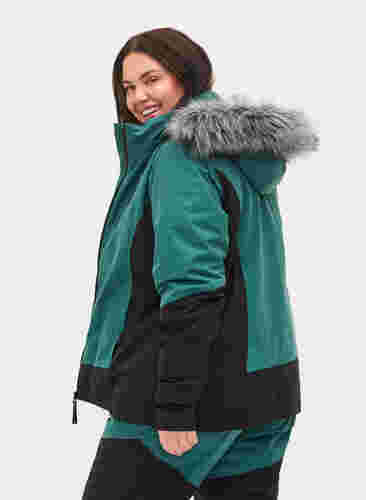 Ski jas met afneembare capuchon, Mallard Green Comb, Model image number 1