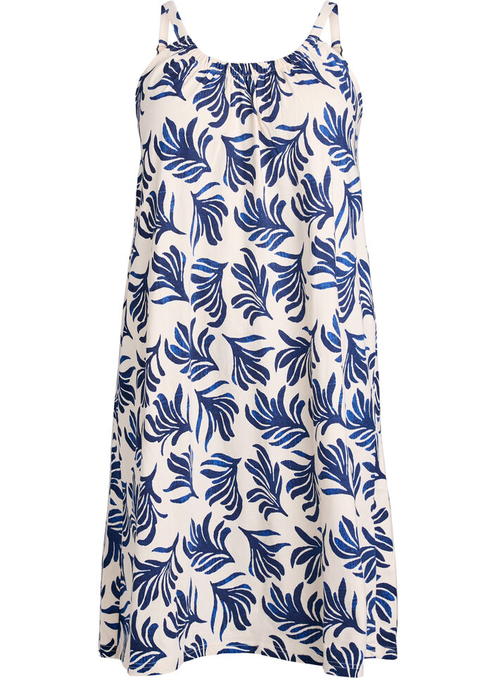 Robe &agrave; bretelles midi en coton bio, Blanc, Packshot image number 0