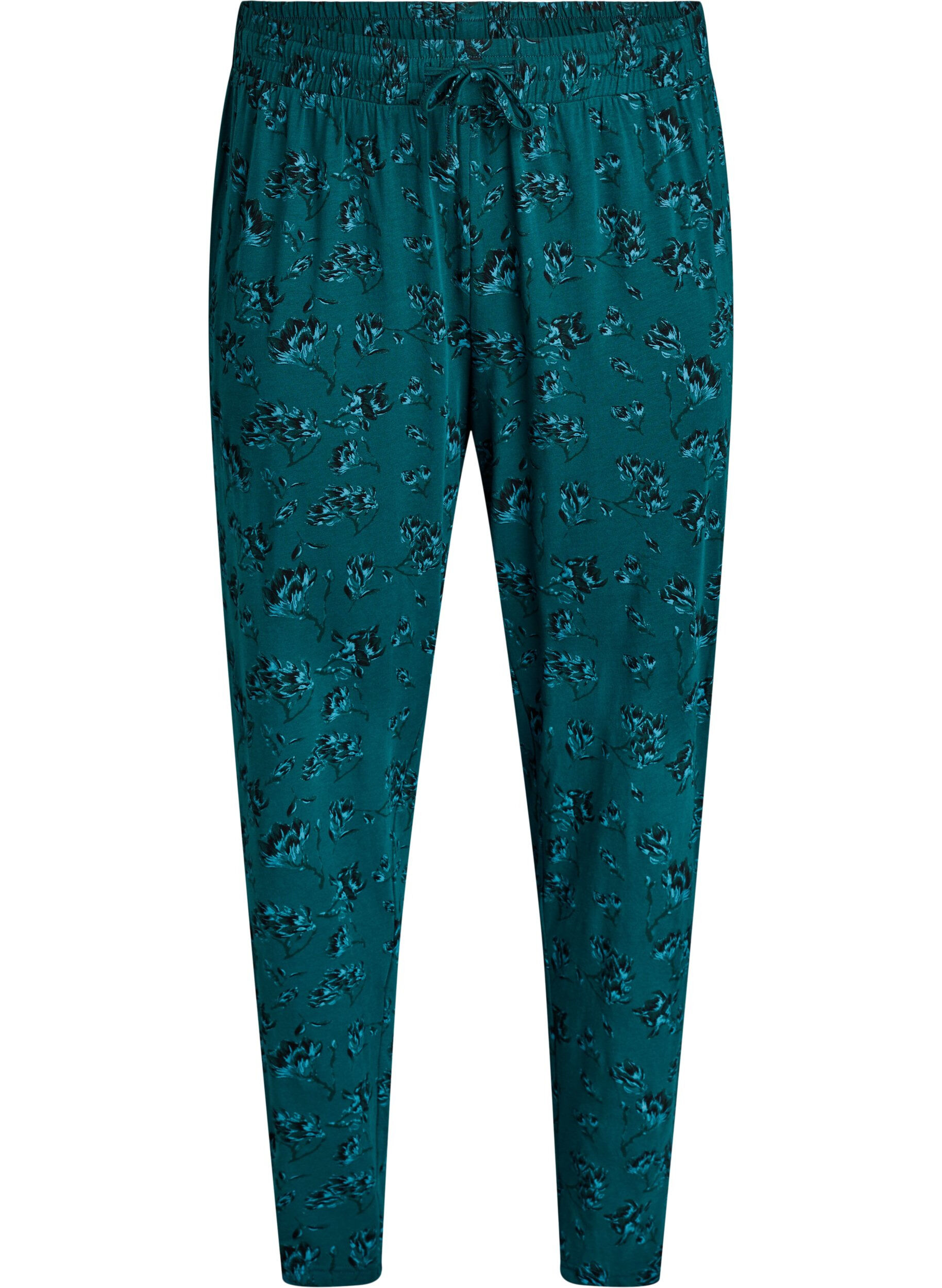 ZizziKleren pyjama broek met print, Turquoise, Packshot image number 0