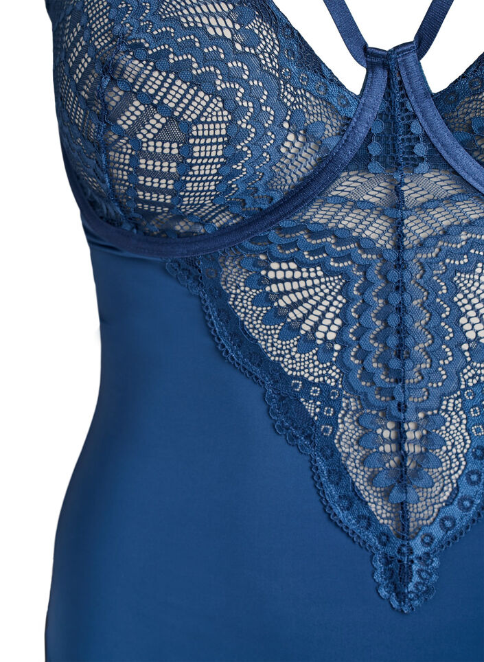 Body en dentelle à armatures avec jeu de lanières, Bleu, Packshot image number 2