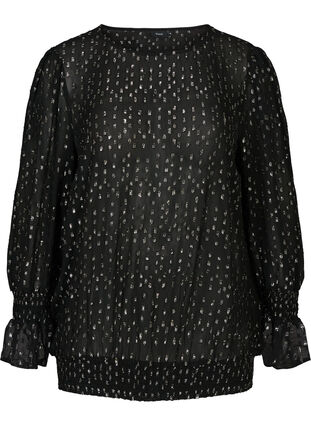 Viscose blouse met zilveren details, Black, Packshot image number 0