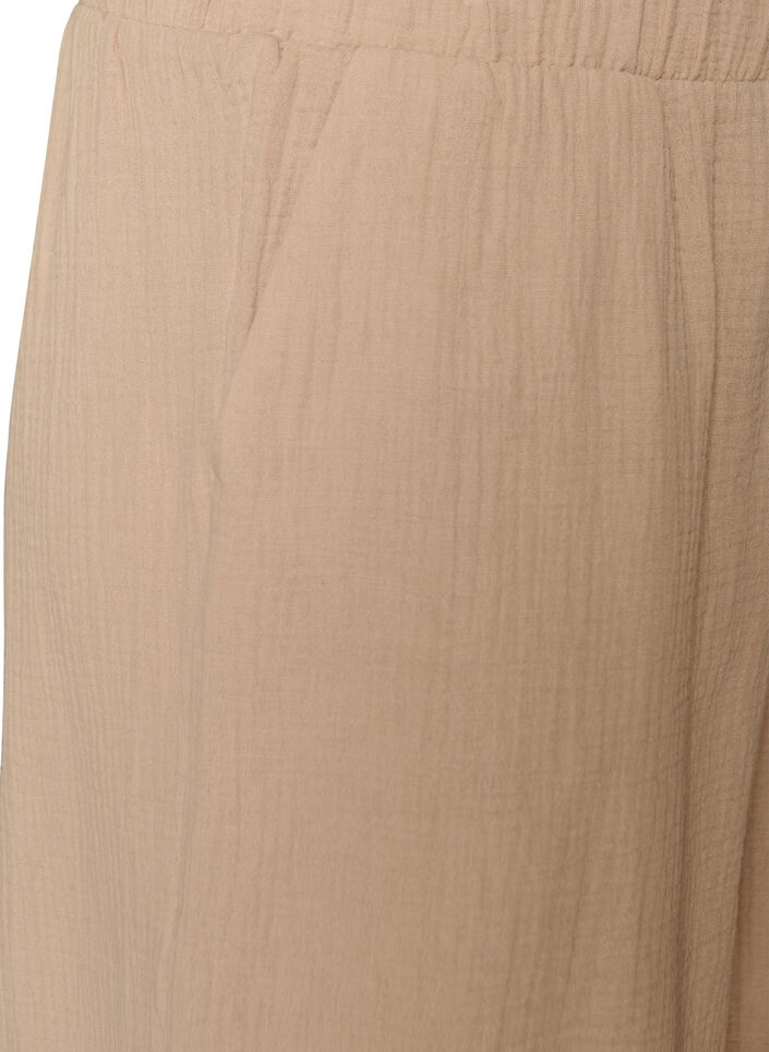 High-waisted mousseline katoen shorts, Beige, Packshot image number 2