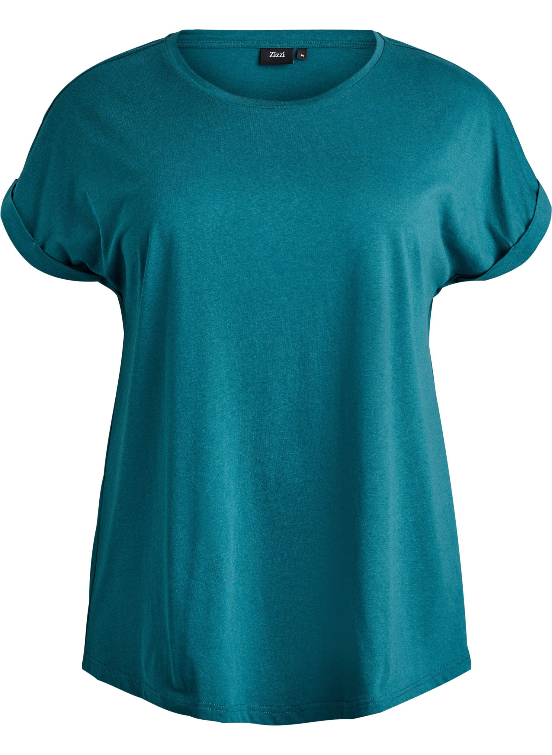 ZizziT-shirt met korte mouwen van katoenmix, Groen, Packshot image number 0