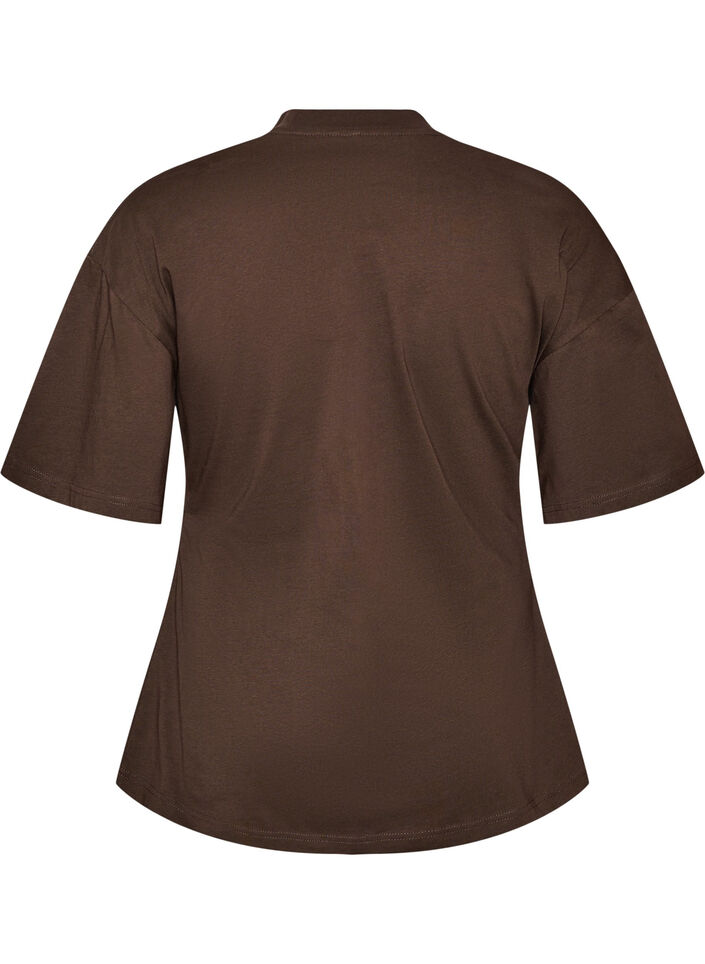 T-shirt met gedrapeerd detail, Bruin, Packshot image number 1