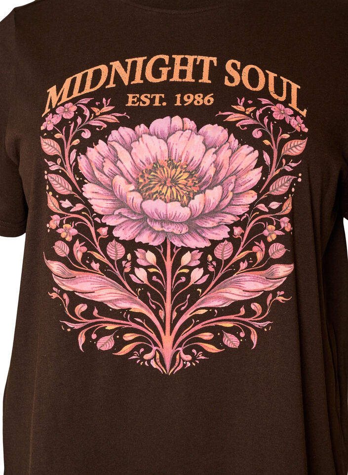 T-shirt en coton bio avec imprim&eacute; sur le devant, Marron, Packshot image number 2