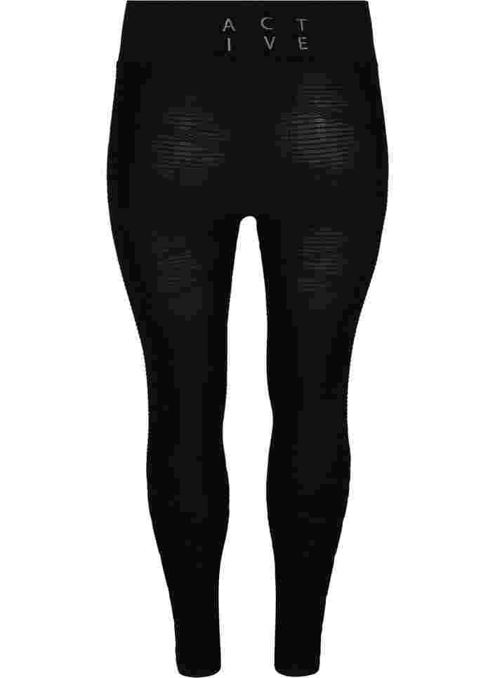 Collants d'entraînement sans coutures avec motif structuré, Black, Packshot image number 1