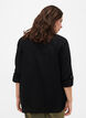 Shirt blouse met knoopsluiting van katoen-linnenmix, Black, Model image number 1
