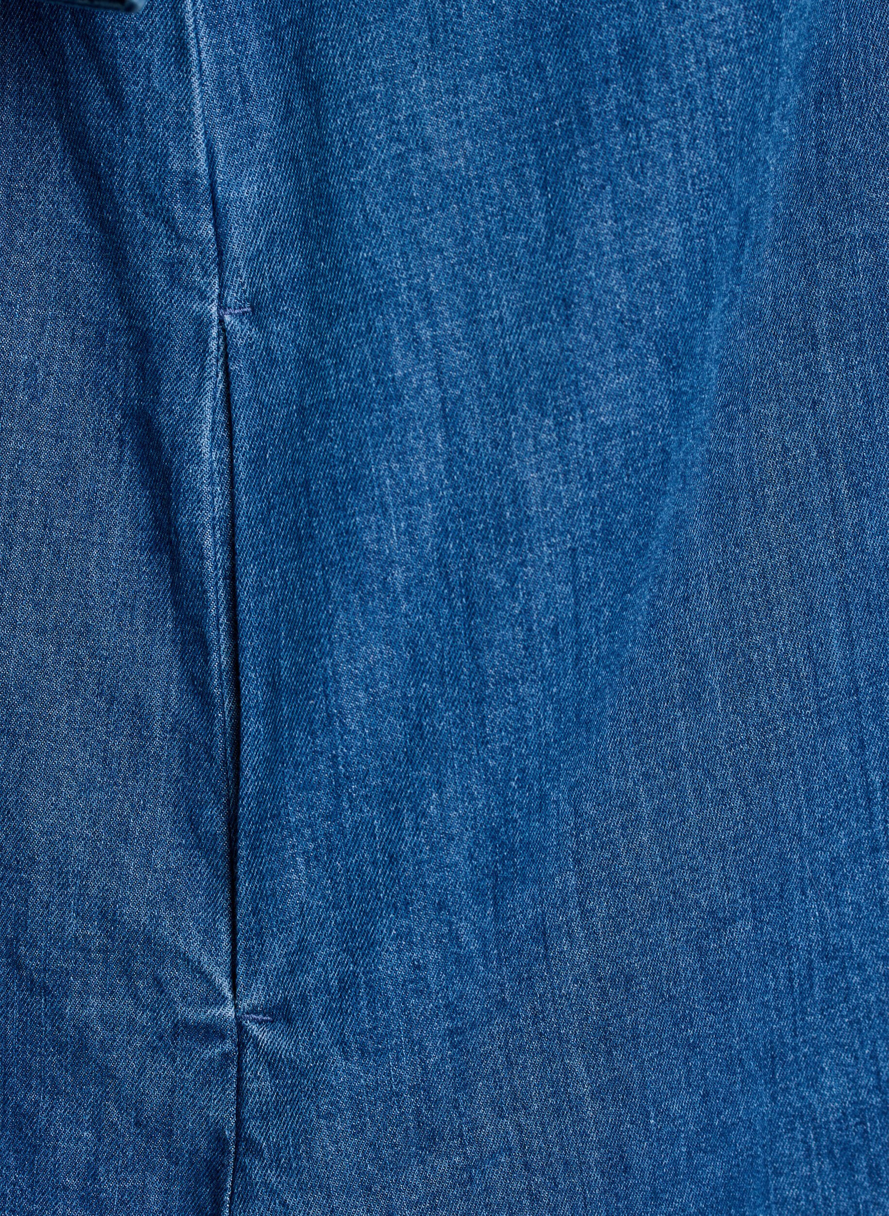 ZizziDenimjurk met knoopsluiting en strikdetail, Blauw, Packshot image number 3