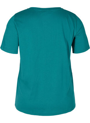 T-shirt in biologisch katoen met v-hals, Pacific, Packshot image number 1