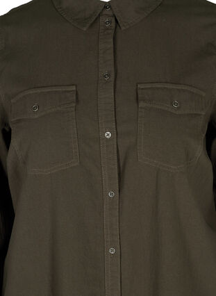 Chemise longue en coton avec poches à la poitrine, Khaki Green, Packshot image number 2
