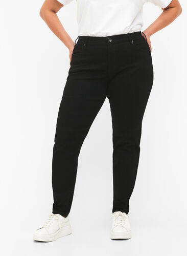 Jean Emily coupe slim fit avec taille normale, Black, Model image number 2