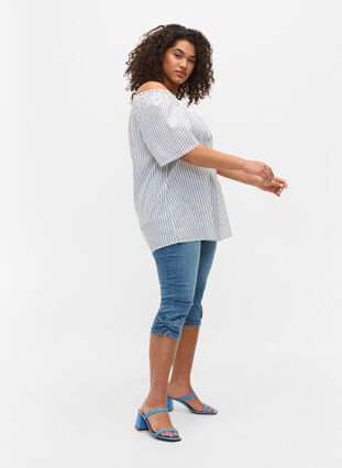 Short long en jean de coton, Blue denim, Model image number 4