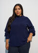 Pull c&ocirc;tel&eacute; &agrave; manches bouffantes et boutons, Bleu, Model image number 0