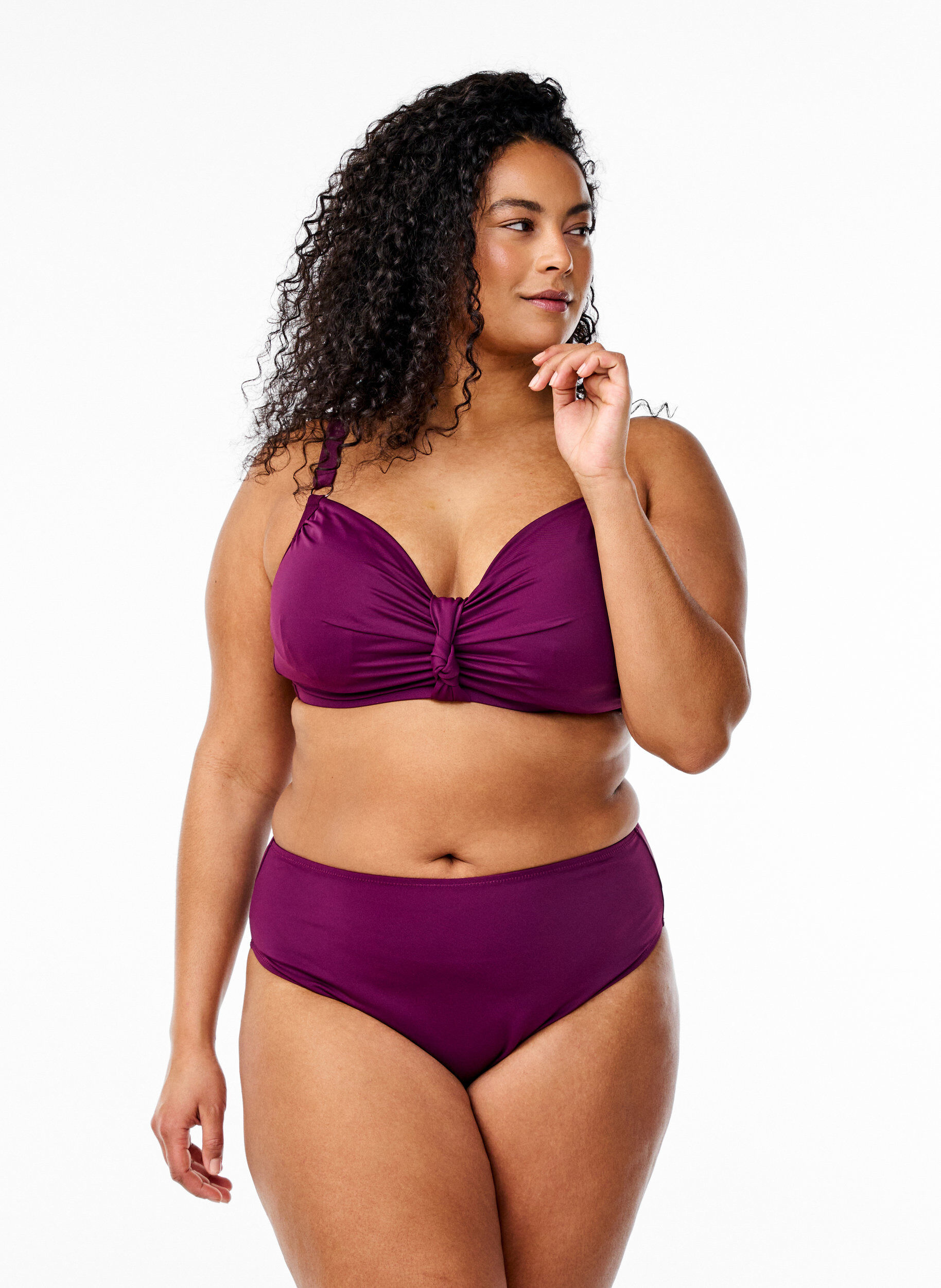 Zizzi Bikini br&eacute;silien avec taille r&eacute;guli&egrave;re, Violet, Model image number 0