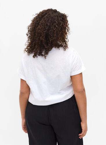 T-shirt avec imprimé en coton biologique, Bright White TEXT, Model image number 1