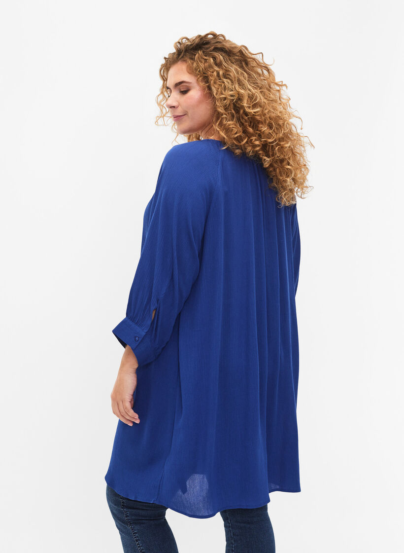 Tuniek van viscose met 3/4-mouwen, Blauw, Model image number 2