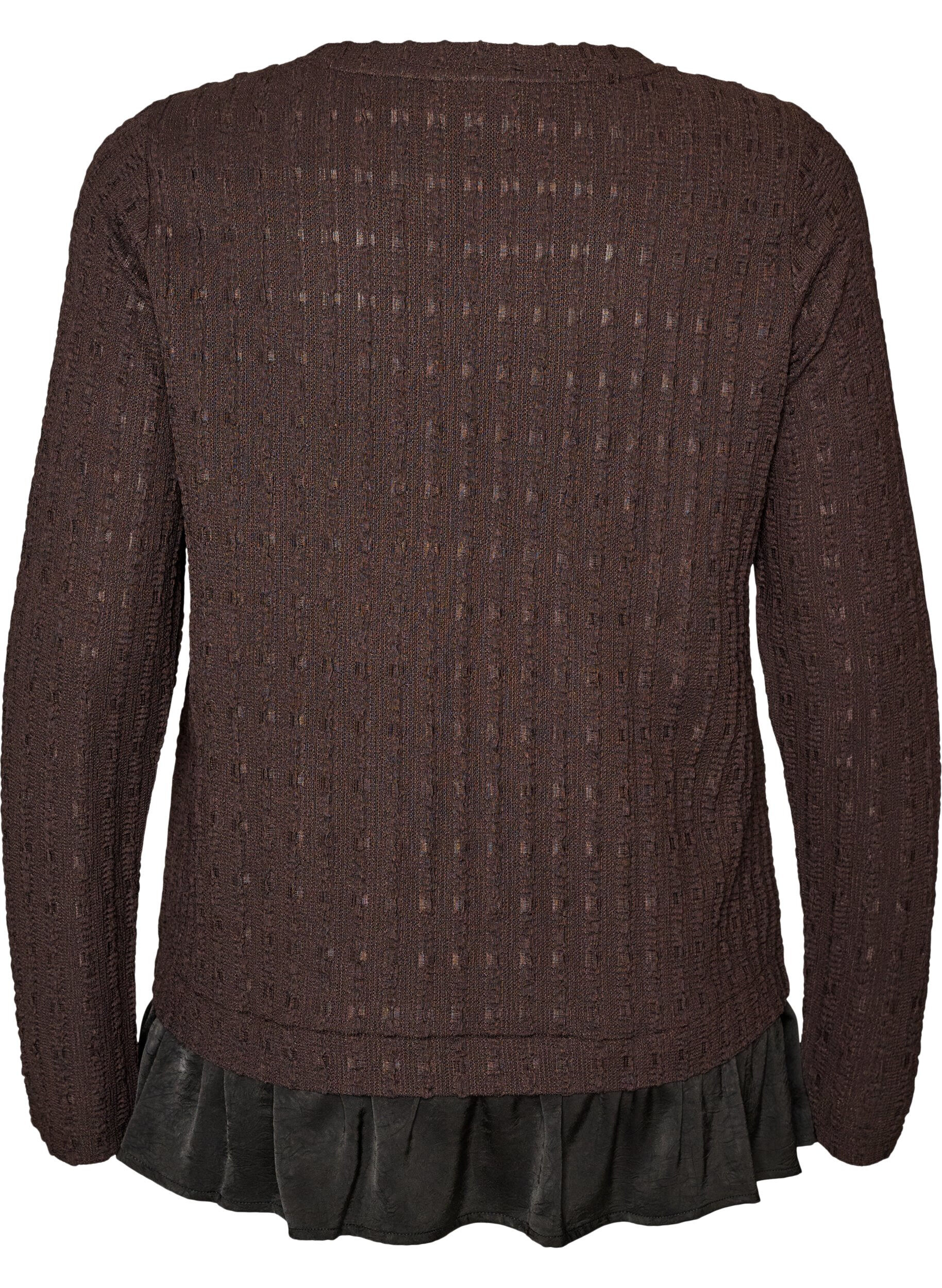 ZizziBlouse structur&eacute;e avec ourlet &agrave; volants, Marron, Packshot image number 1